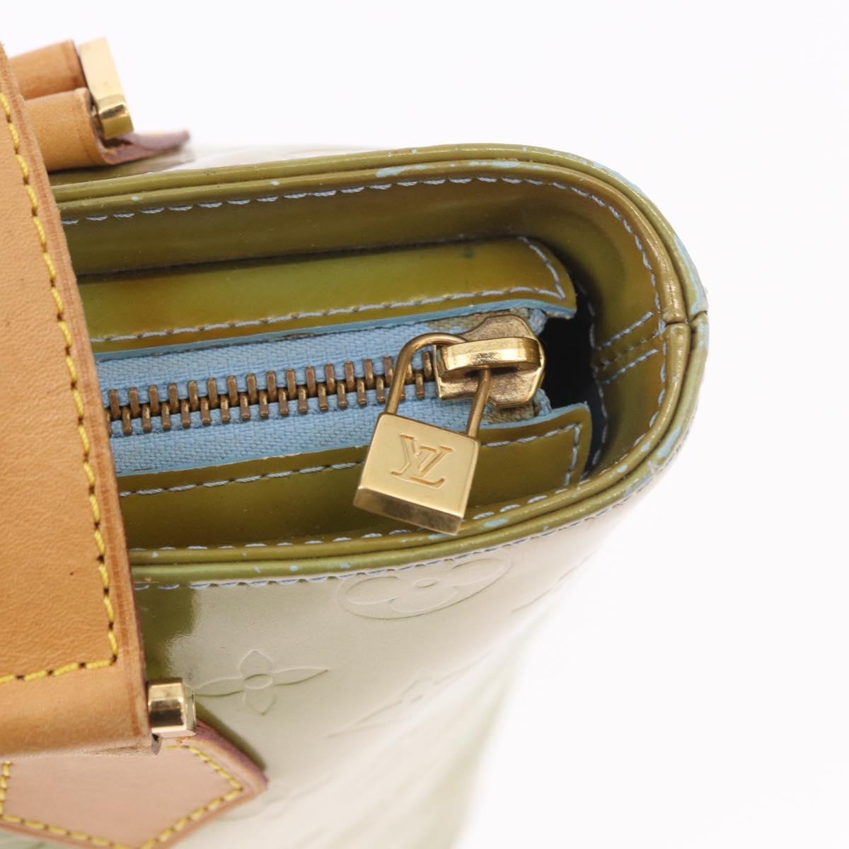 LOUIS VUITTON Monogram Vernis Houston Hand Bag Baby Blue M91005 LV Auth gh2092