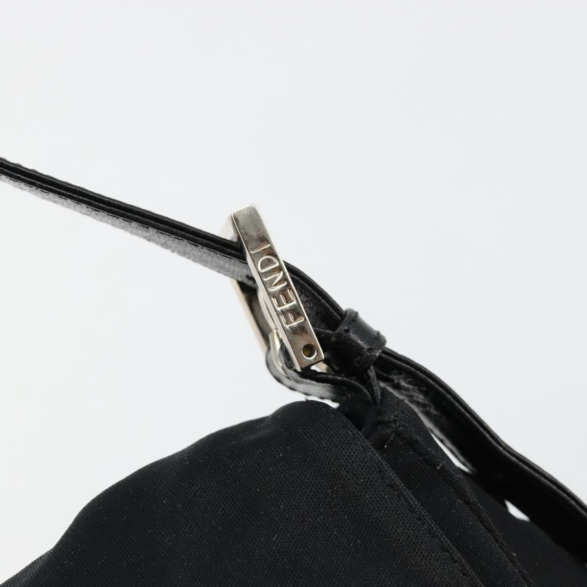 FENDI Mamma Baguette Shoulder Bag Cotton Jersey Black Silver Auth gh2097