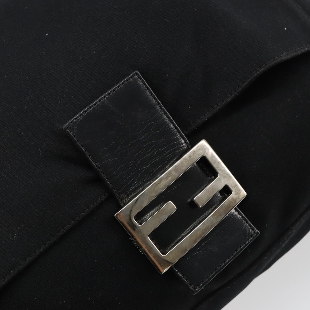 FENDI Mamma Baguette Shoulder Bag Cotton Jersey Black Silver Auth gh2097