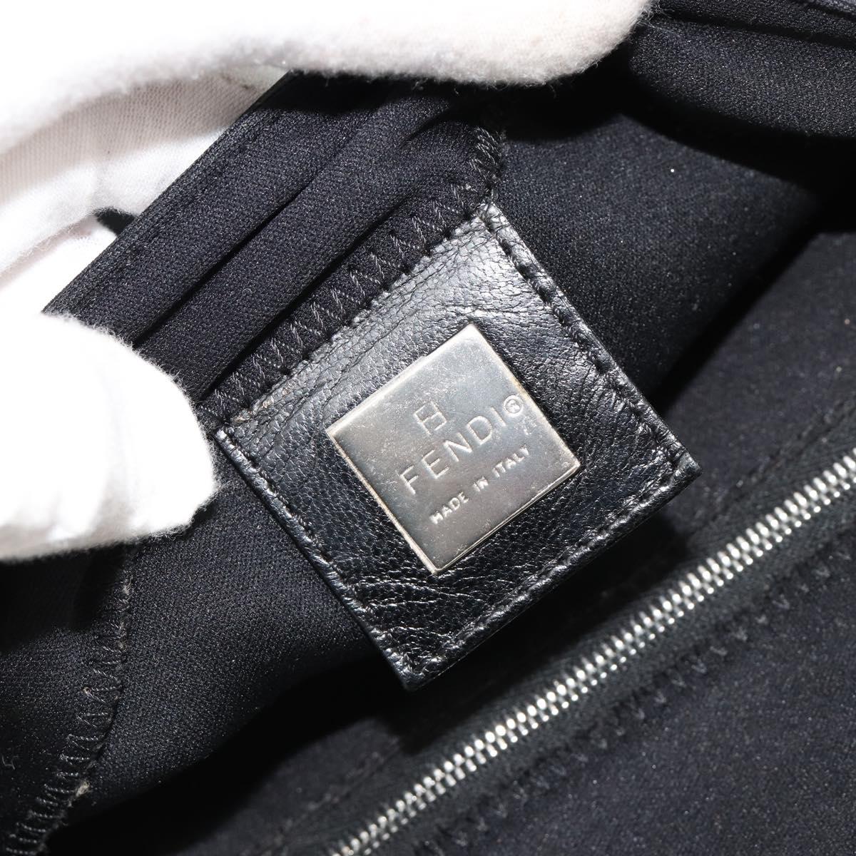 FENDI Mamma Baguette Shoulder Bag Cotton Jersey Black Silver Auth gh2097