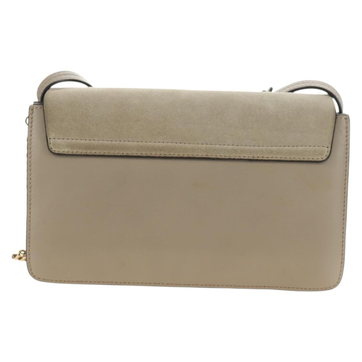 Chloe Fay Shoulder Bag Suede Beige Gold Auth gh2099