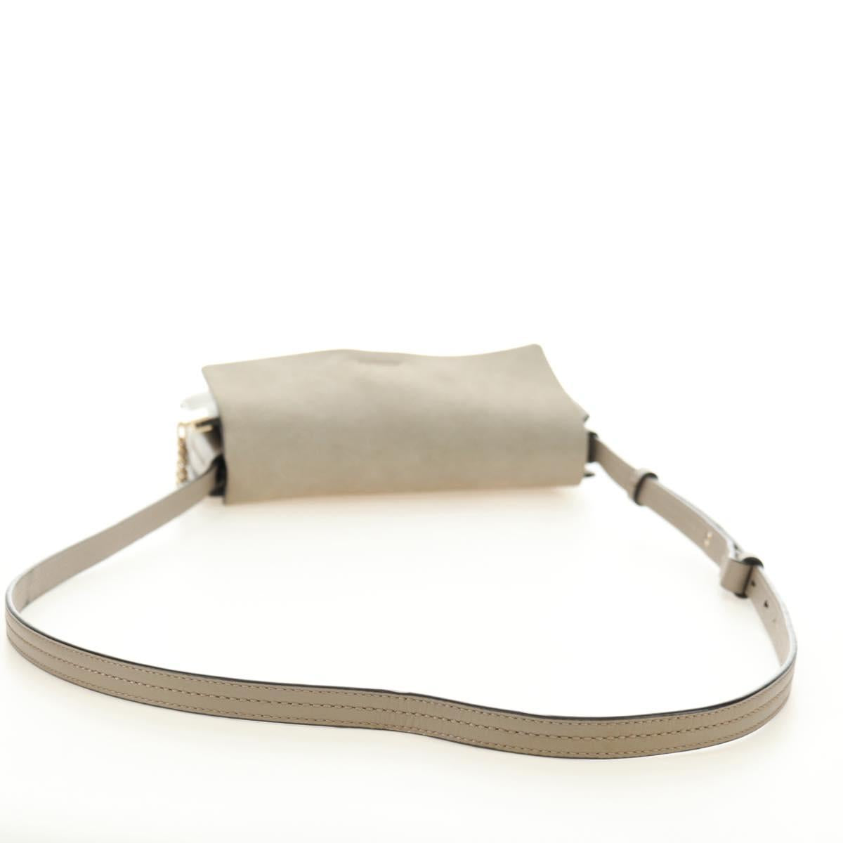 Chloe Fay Shoulder Bag Suede Beige Gold Auth gh2099