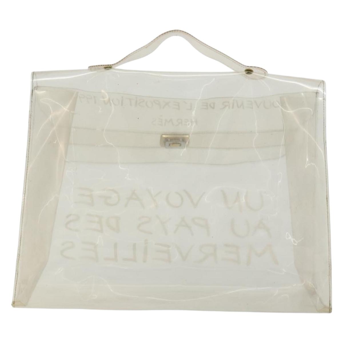 HERMES Vinyl Kelly Hand Bag Vinyl Clear Auth gh2102