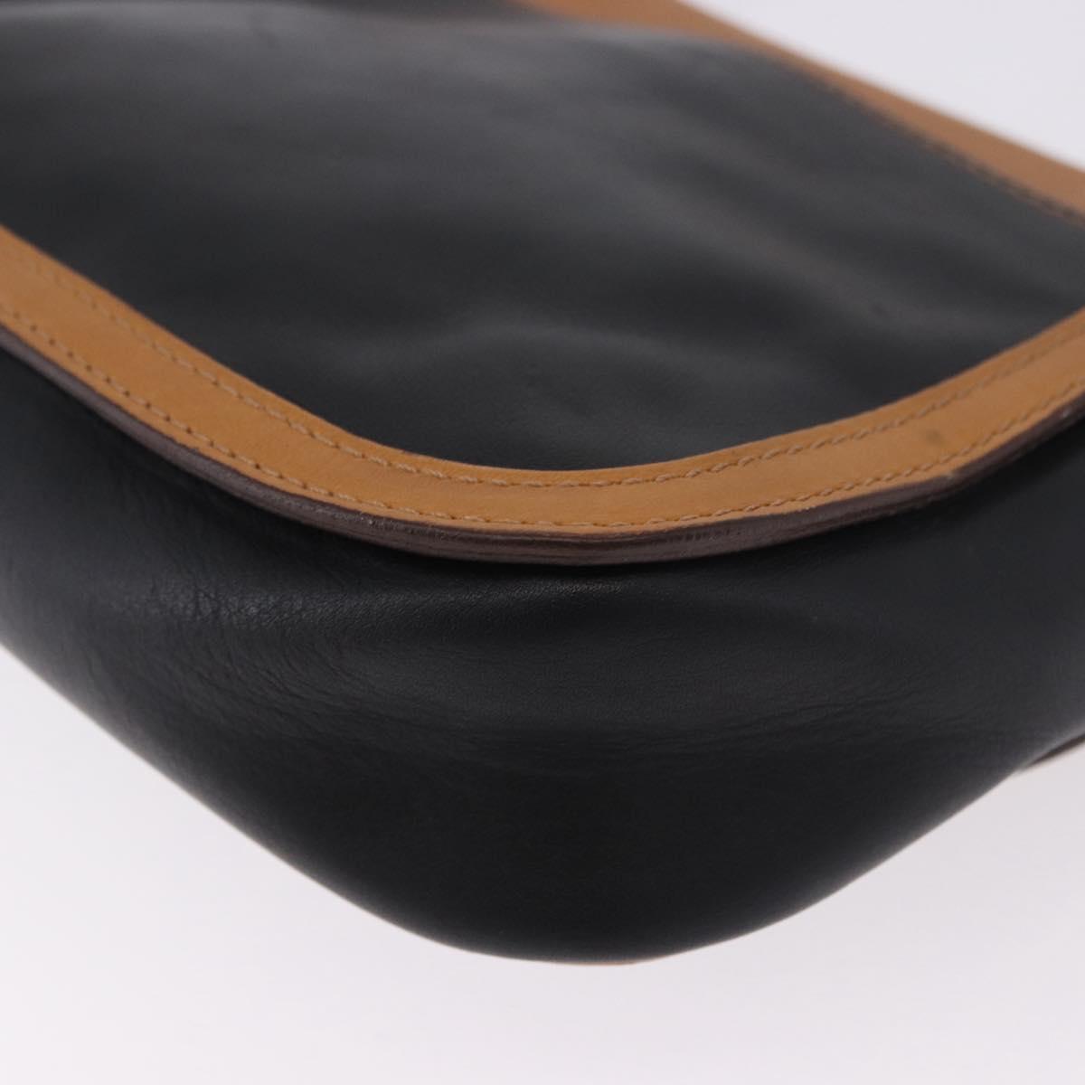 CELINE Shoulder Bag Leather Black Gold Auth gh2104