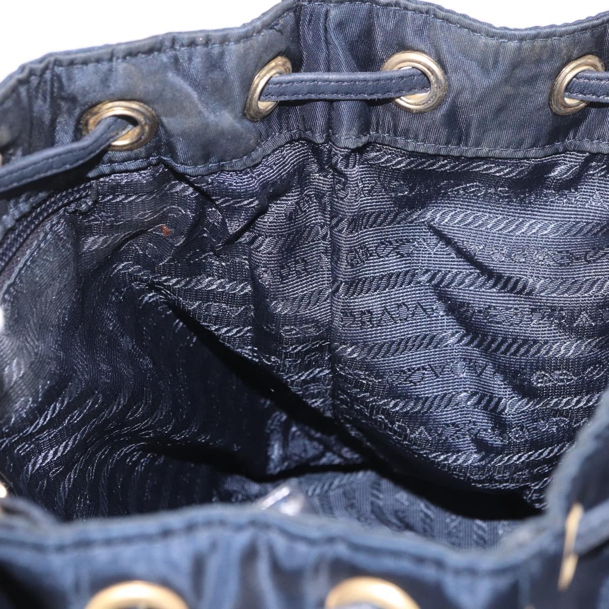 PRADA Backpack Nylon Navy Gold Auth gh2105