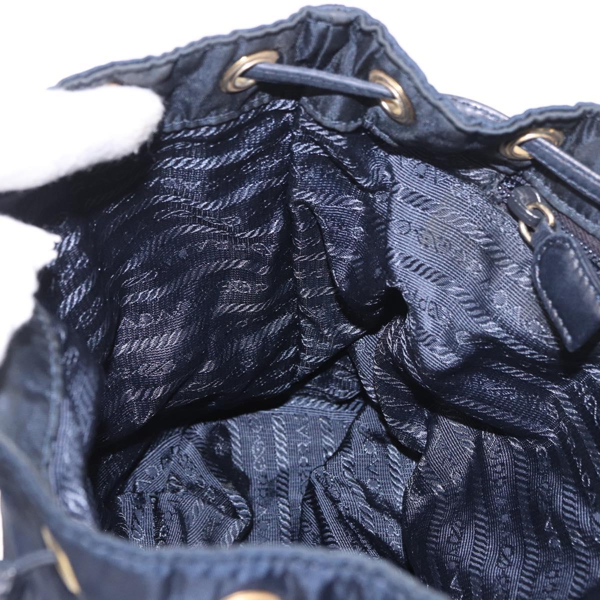 PRADA Backpack Nylon Navy Gold Auth gh2105