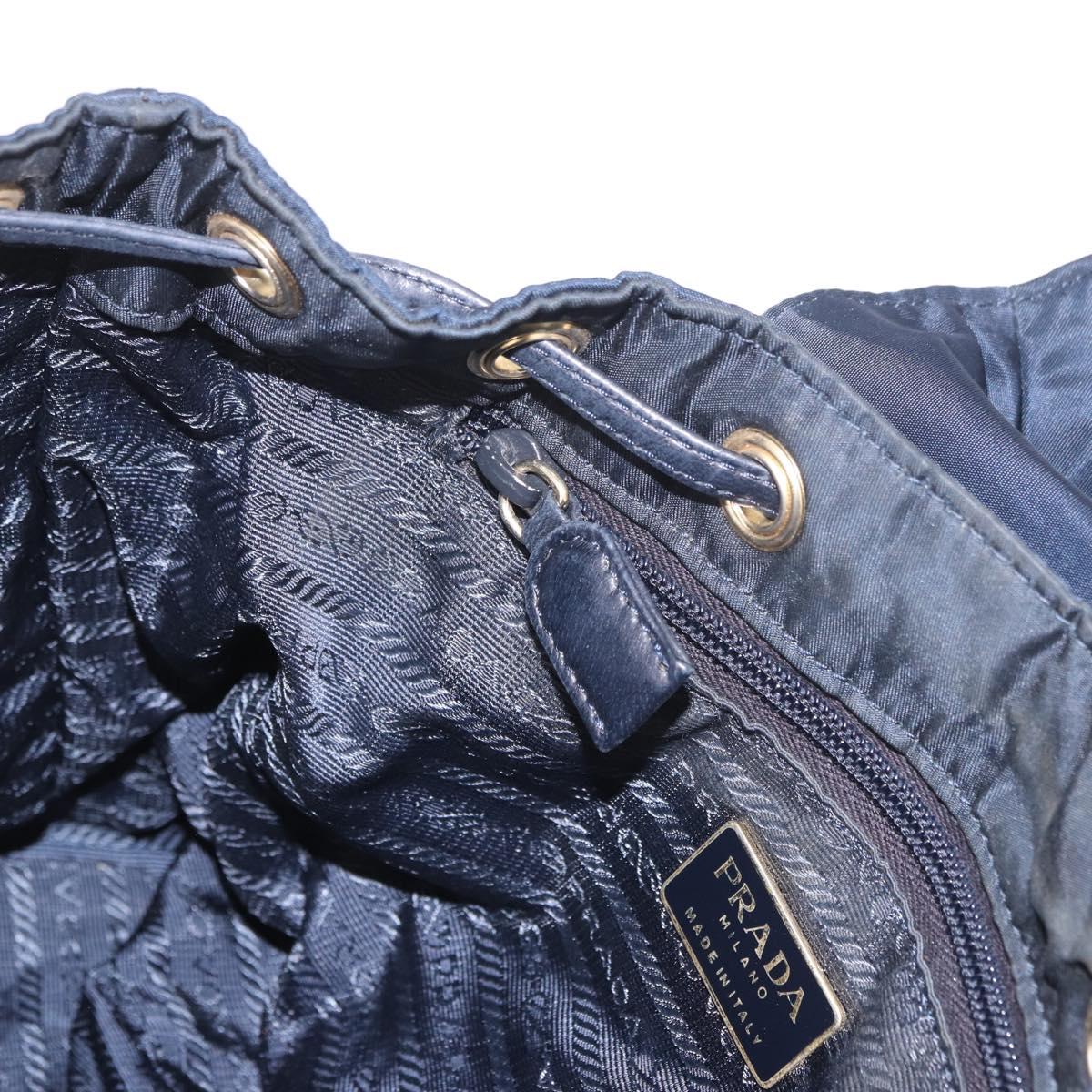 PRADA Backpack Nylon Navy Gold Auth gh2105