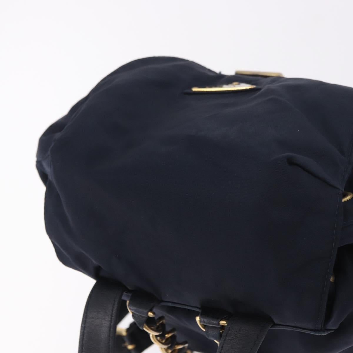 PRADA Backpack Nylon Navy Gold Auth gh2105
