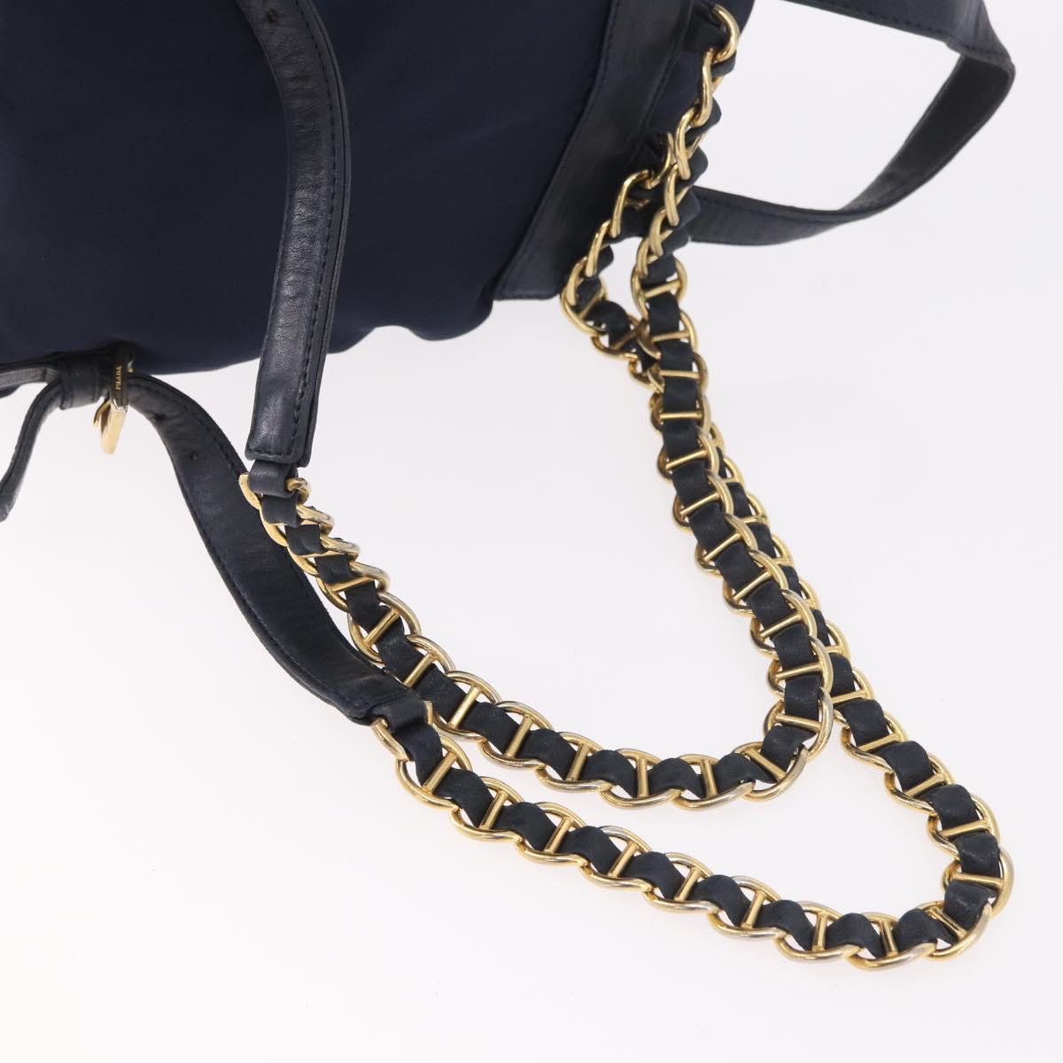 PRADA Backpack Nylon Navy Gold Auth gh2105