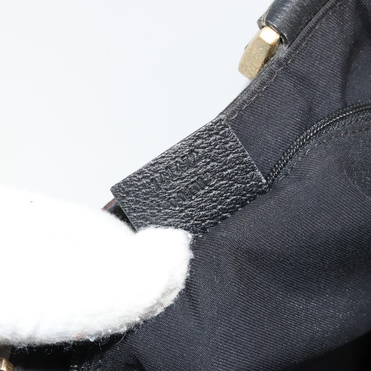 GUCCI GG Canvas Abbey Hand Bag Black Gold 141472 Auth gh2106