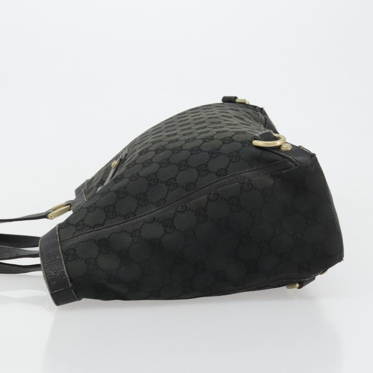 GUCCI GG Canvas Abbey Hand Bag Black Gold 141472 Auth gh2106