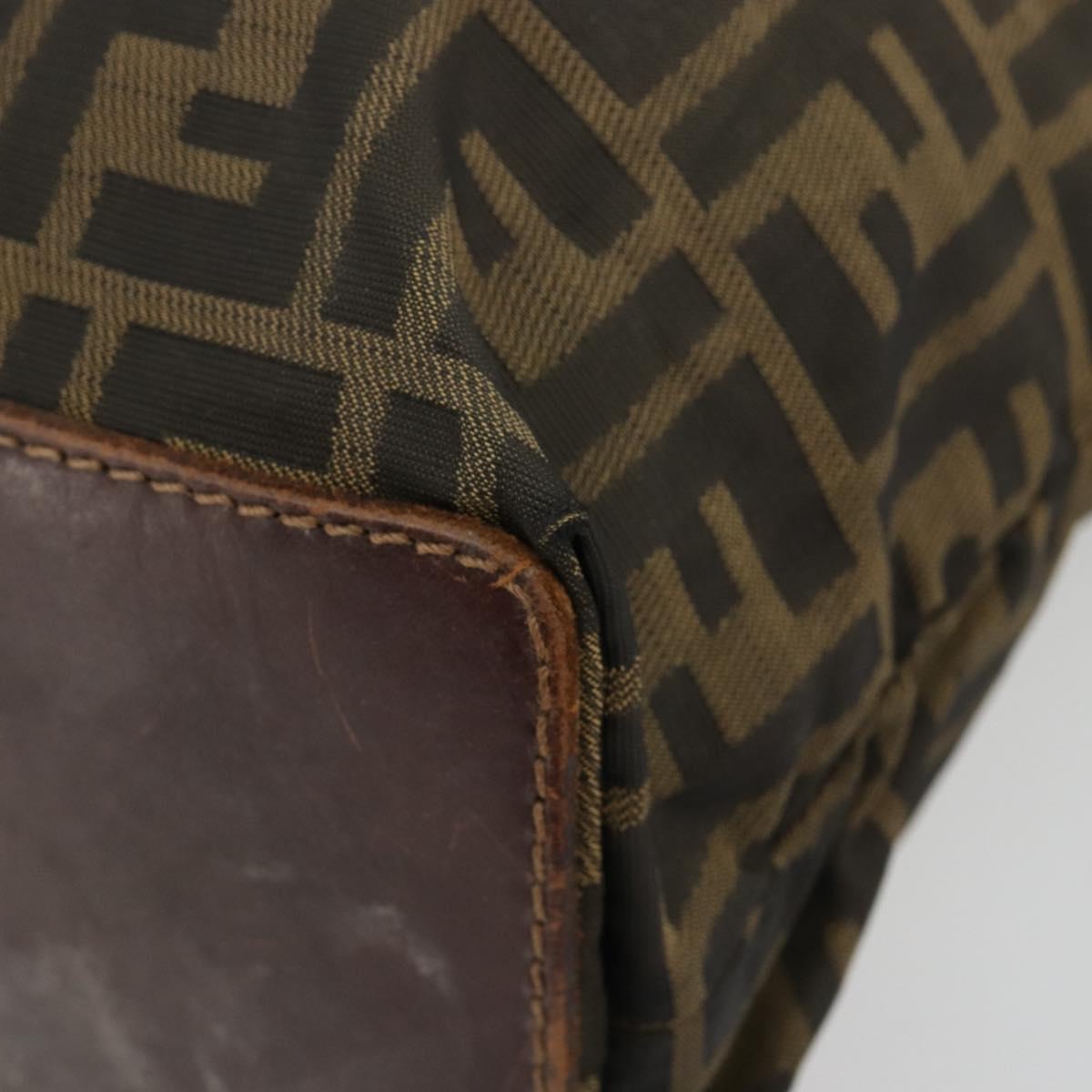 FENDI Zucca Canvas Hand Bag Black Brown Auth gh2107