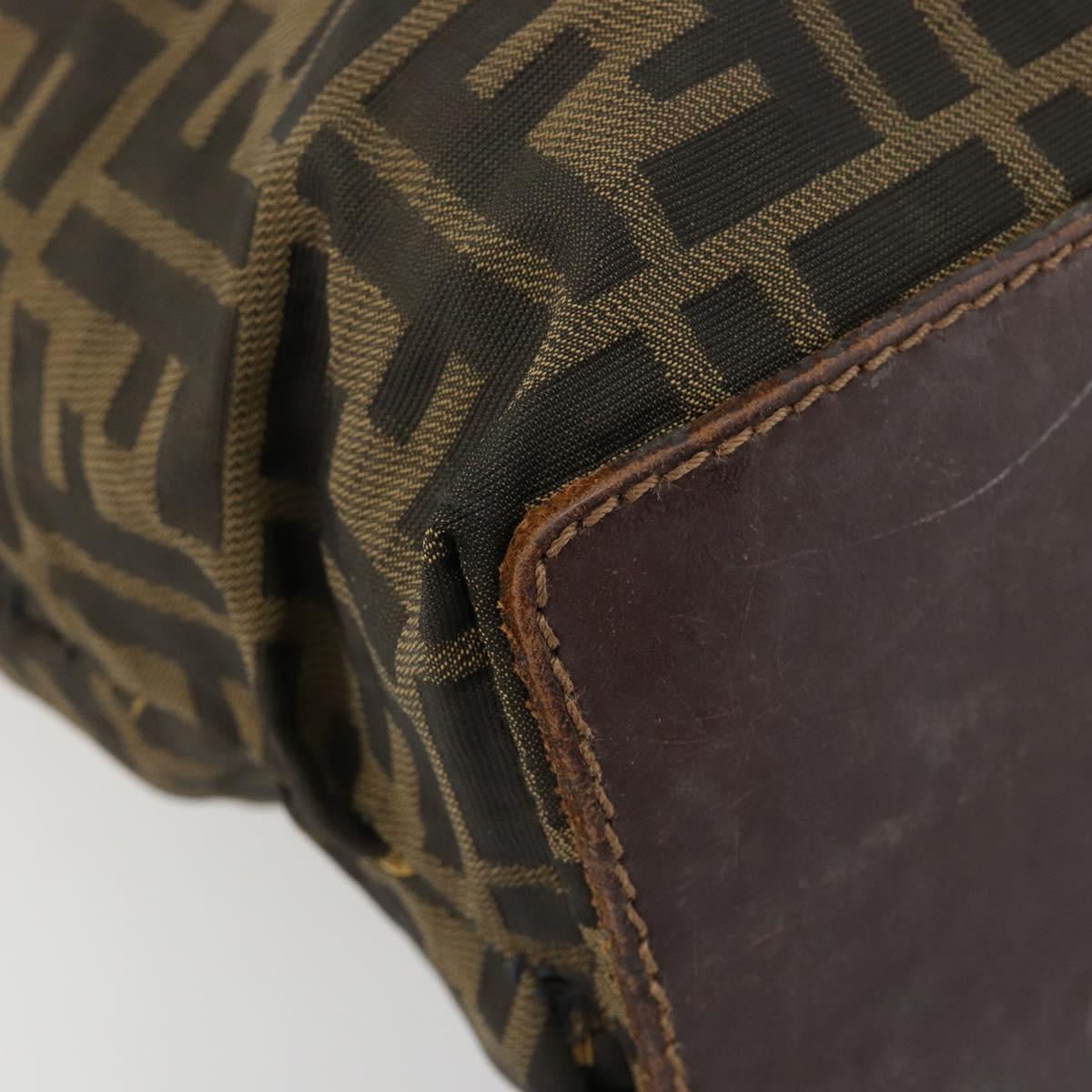 FENDI Zucca Canvas Hand Bag Black Brown Auth gh2107