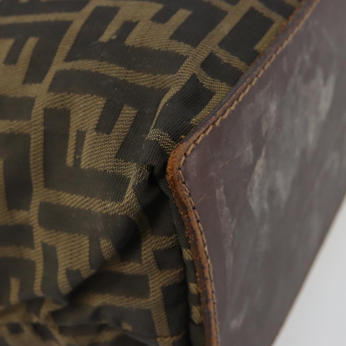 FENDI Zucca Canvas Hand Bag Black Brown Auth gh2107