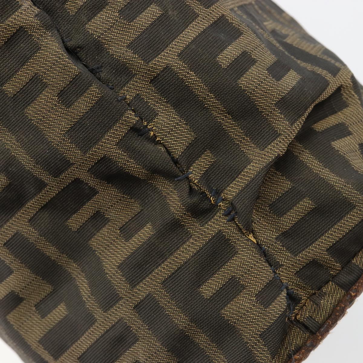 FENDI Zucca Canvas Hand Bag Black Brown Auth gh2107