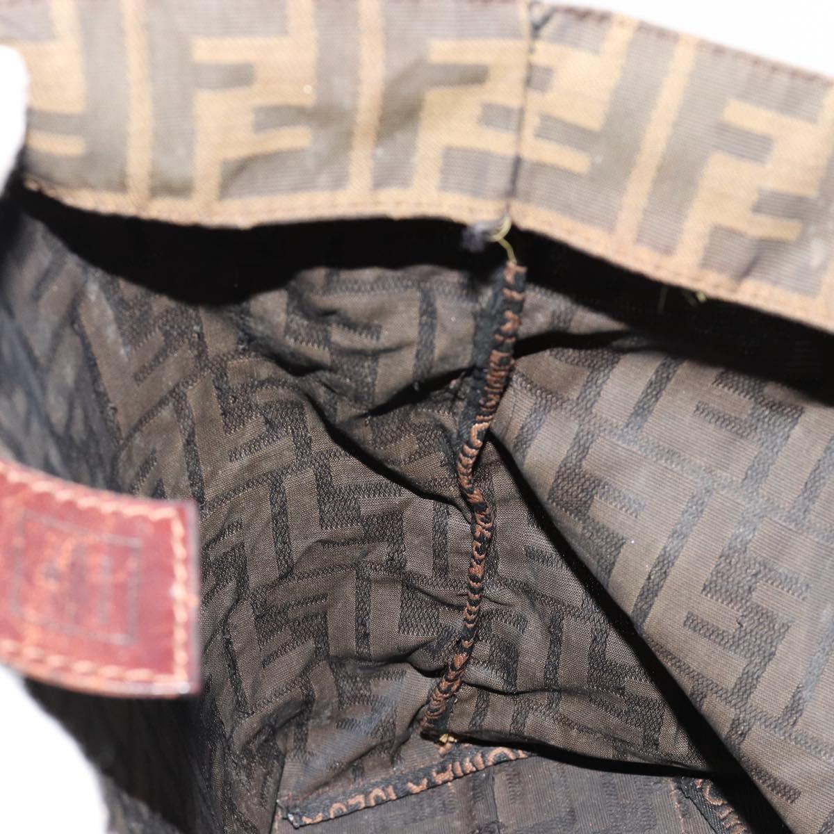 FENDI Zucca Canvas Hand Bag Black Brown Auth gh2107