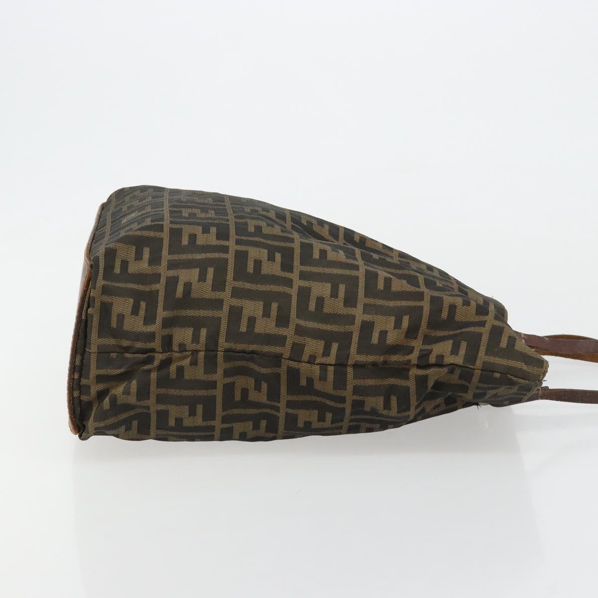FENDI Zucca Canvas Hand Bag Black Brown Auth gh2107