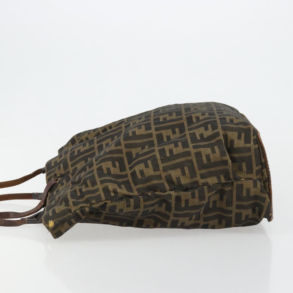 FENDI Zucca Canvas Hand Bag Black Brown Auth gh2107