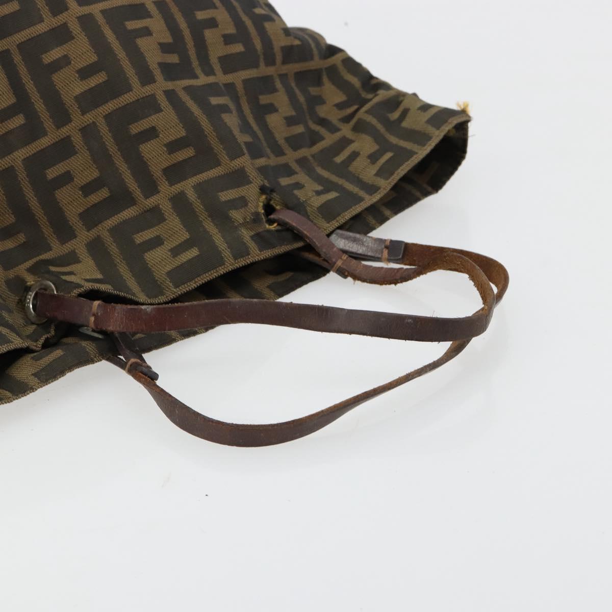 FENDI Zucca Canvas Hand Bag Black Brown Auth gh2107