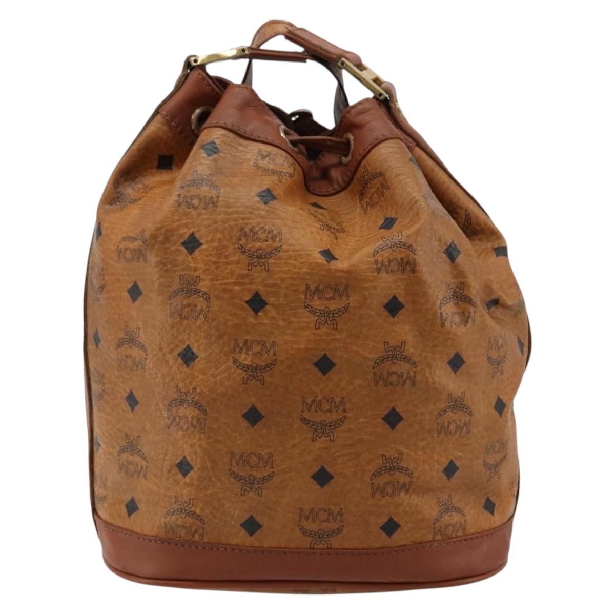 MCM Vicetos Logogram Shoulder Bag PVC Leather Brown Gold Auth gh2110