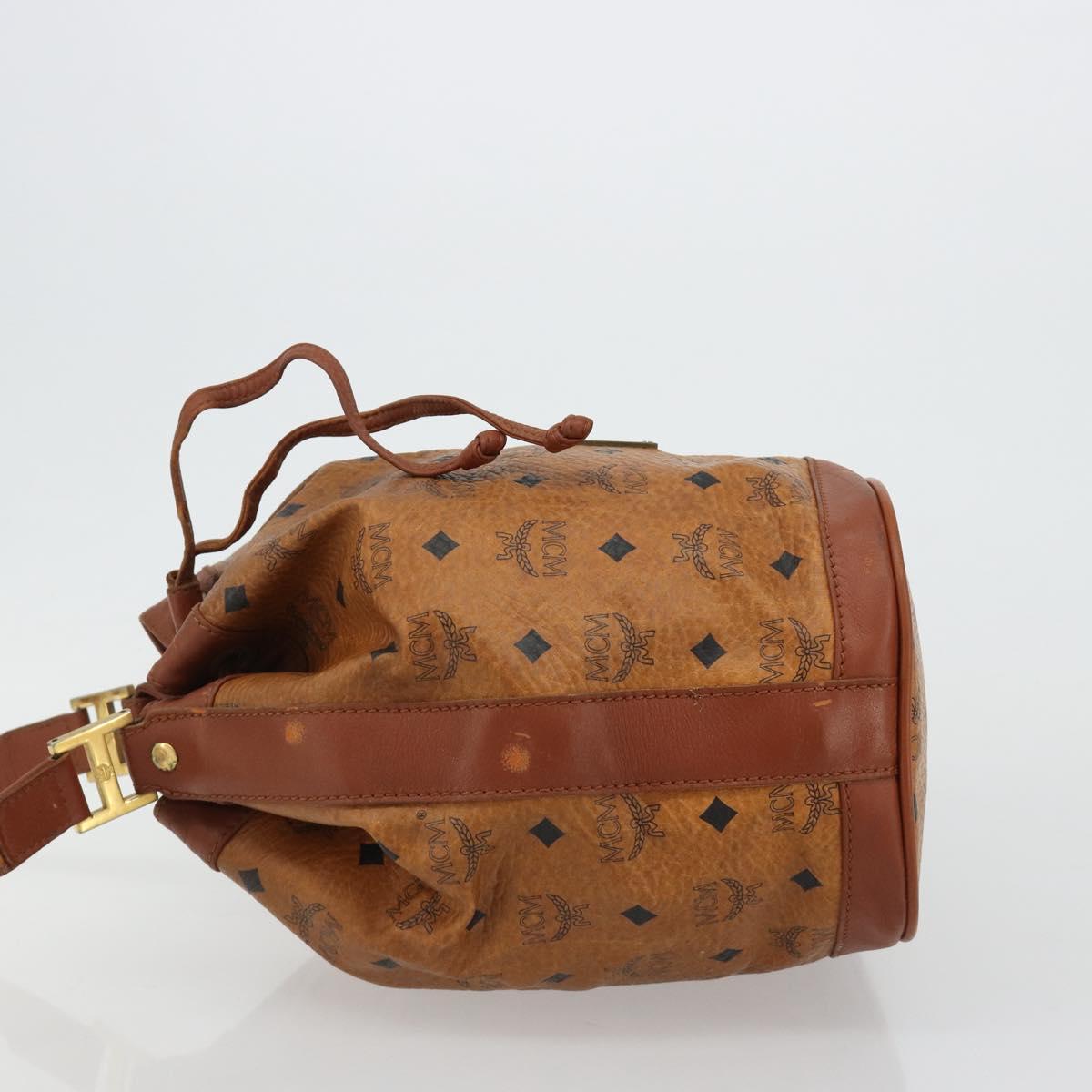 MCM Vicetos Logogram Shoulder Bag PVC Leather Brown Gold Auth gh2110
