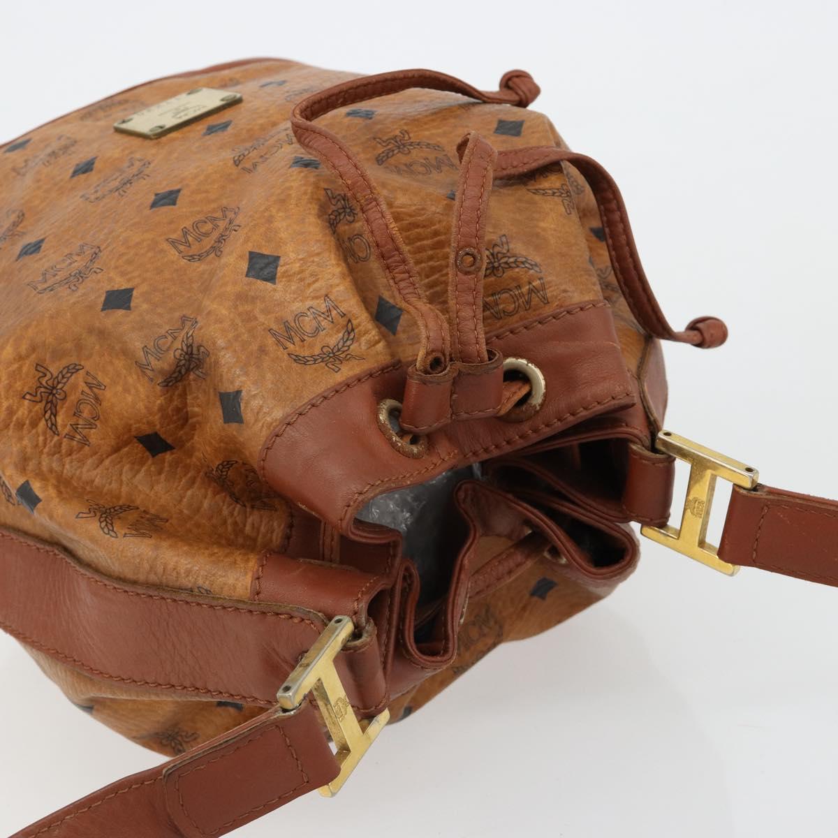 MCM Vicetos Logogram Shoulder Bag PVC Leather Brown Gold Auth gh2110