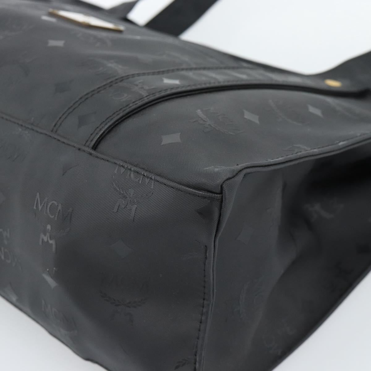 MCM Logogram Vicetos Tote Bag PVC Black Gold Auth gh2111