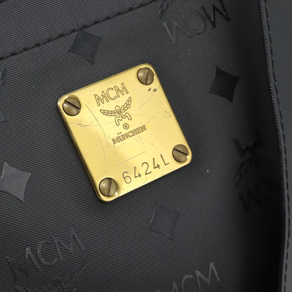 MCM Logogram Vicetos Tote Bag PVC Black Gold Auth gh2111