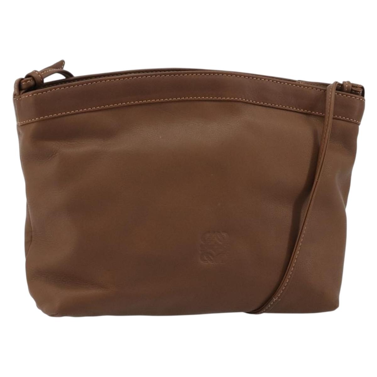 LOEWE Shoulder Bag Leather Brown Auth gh2112