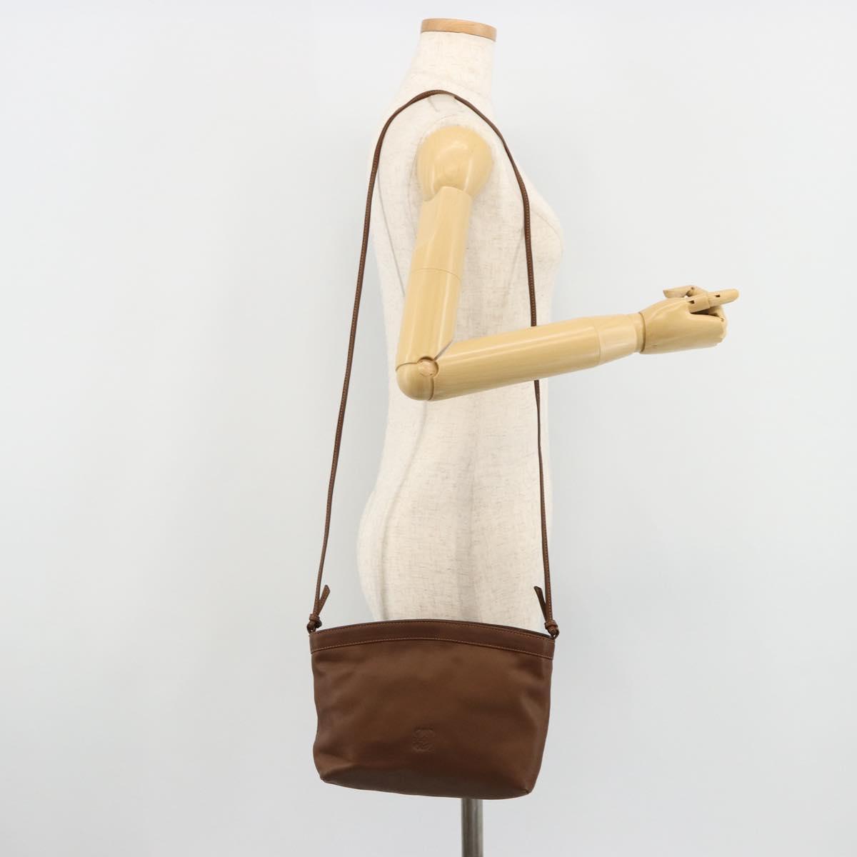 LOEWE Shoulder Bag Leather Brown Auth gh2112