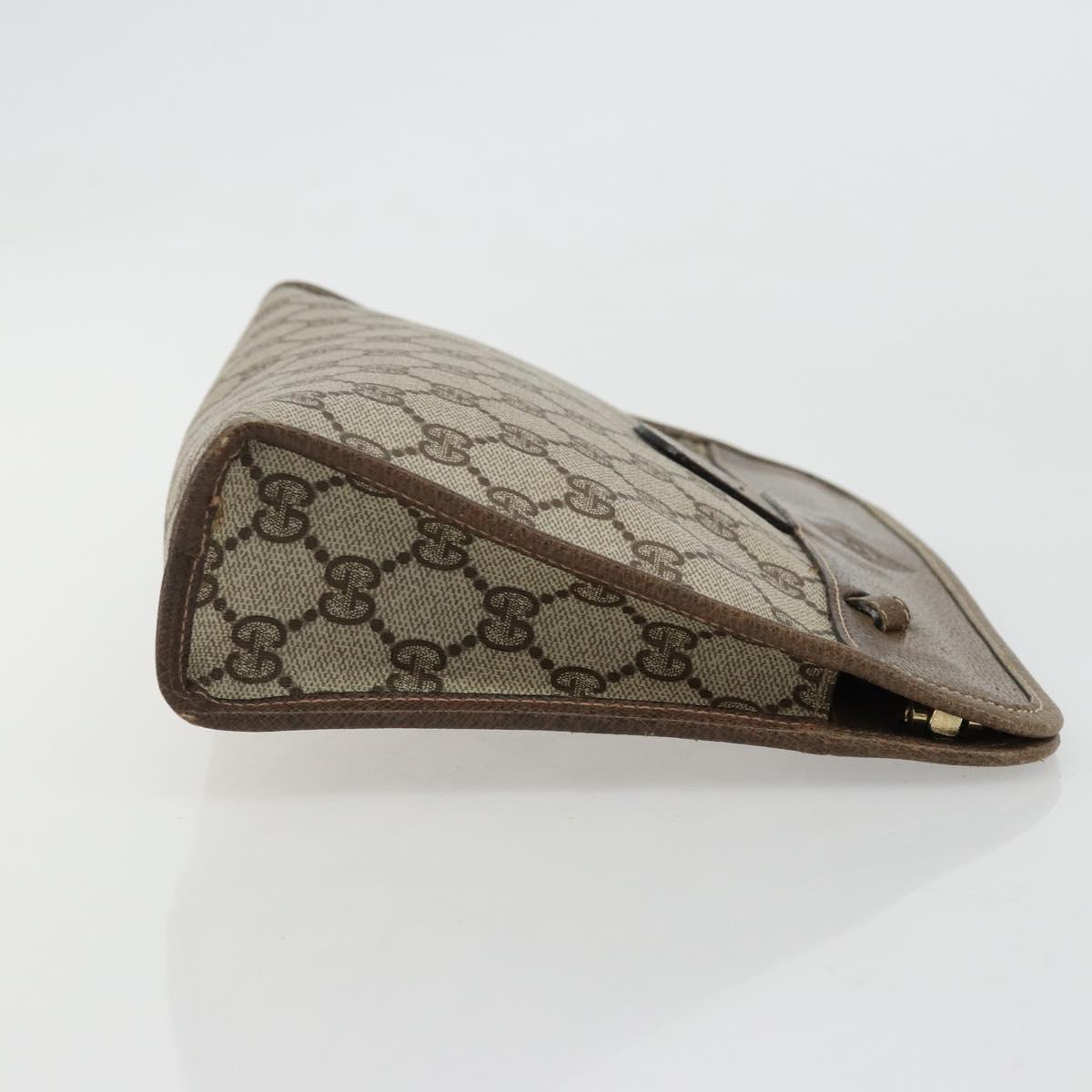 GUCCI GG Supreme Clutch Bag PVC Beige Gold 67 039 5465 Auth gh2123