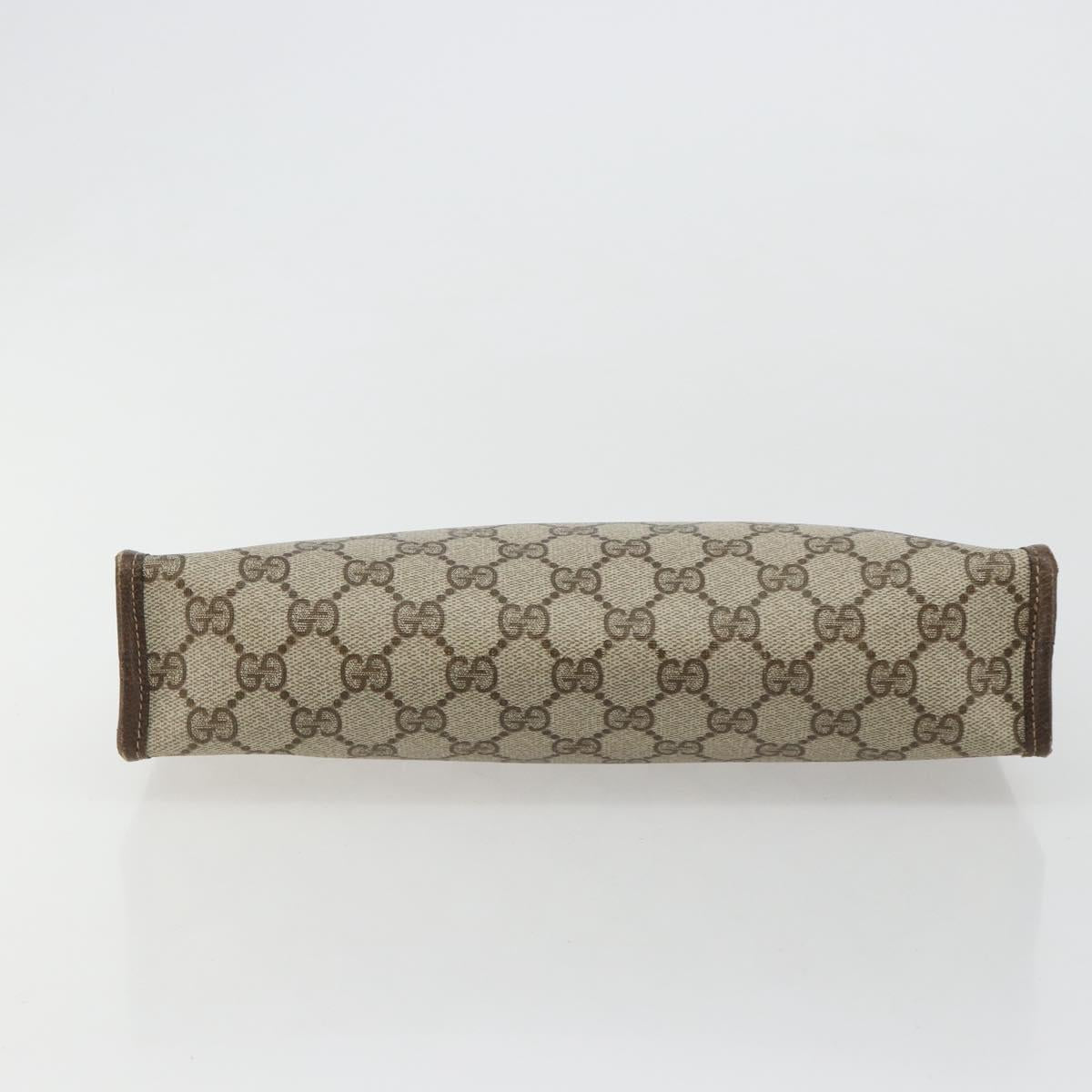 GUCCI GG Supreme Clutch Bag PVC Beige Gold 67 039 5465 Auth gh2123