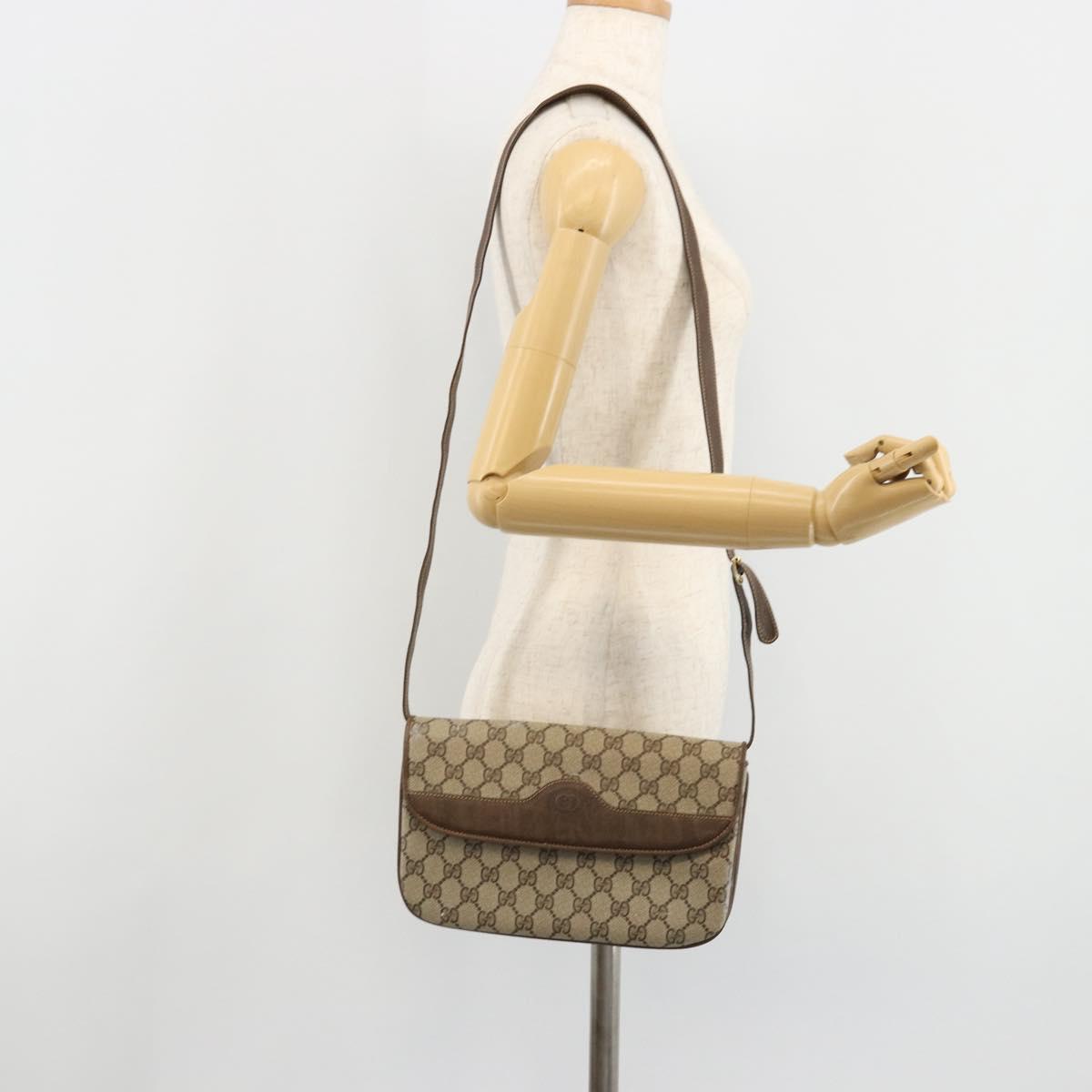 GUCCI GG Supreme Shoulder Bag PVC Beige Gold 004 106 0024 Auth gh2124