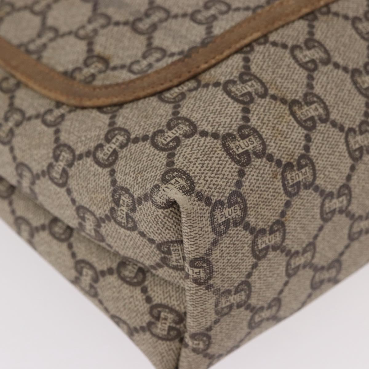 GUCCI GUCCI Plus Supreme Web Sherry Line Tote Bag PVC Beige Gold Auth gh2126