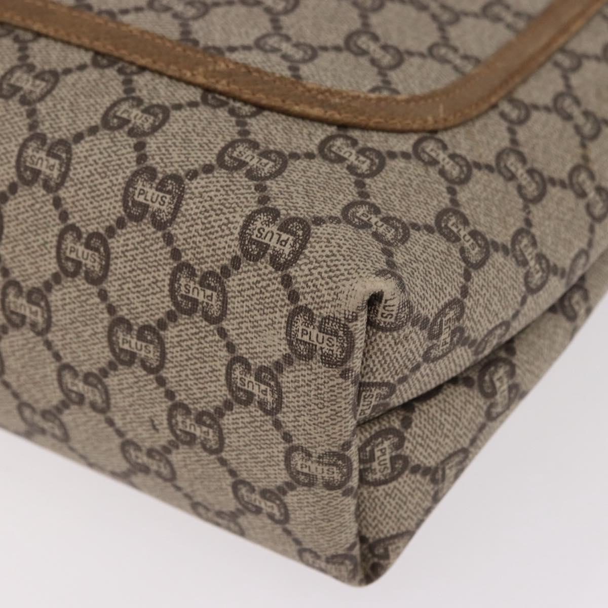 GUCCI GUCCI Plus Supreme Web Sherry Line Tote Bag PVC Beige Gold Auth gh2126