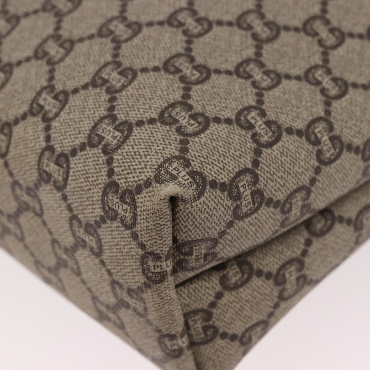 GUCCI GUCCI Plus Supreme Web Sherry Line Tote Bag PVC Beige Gold Auth gh2126