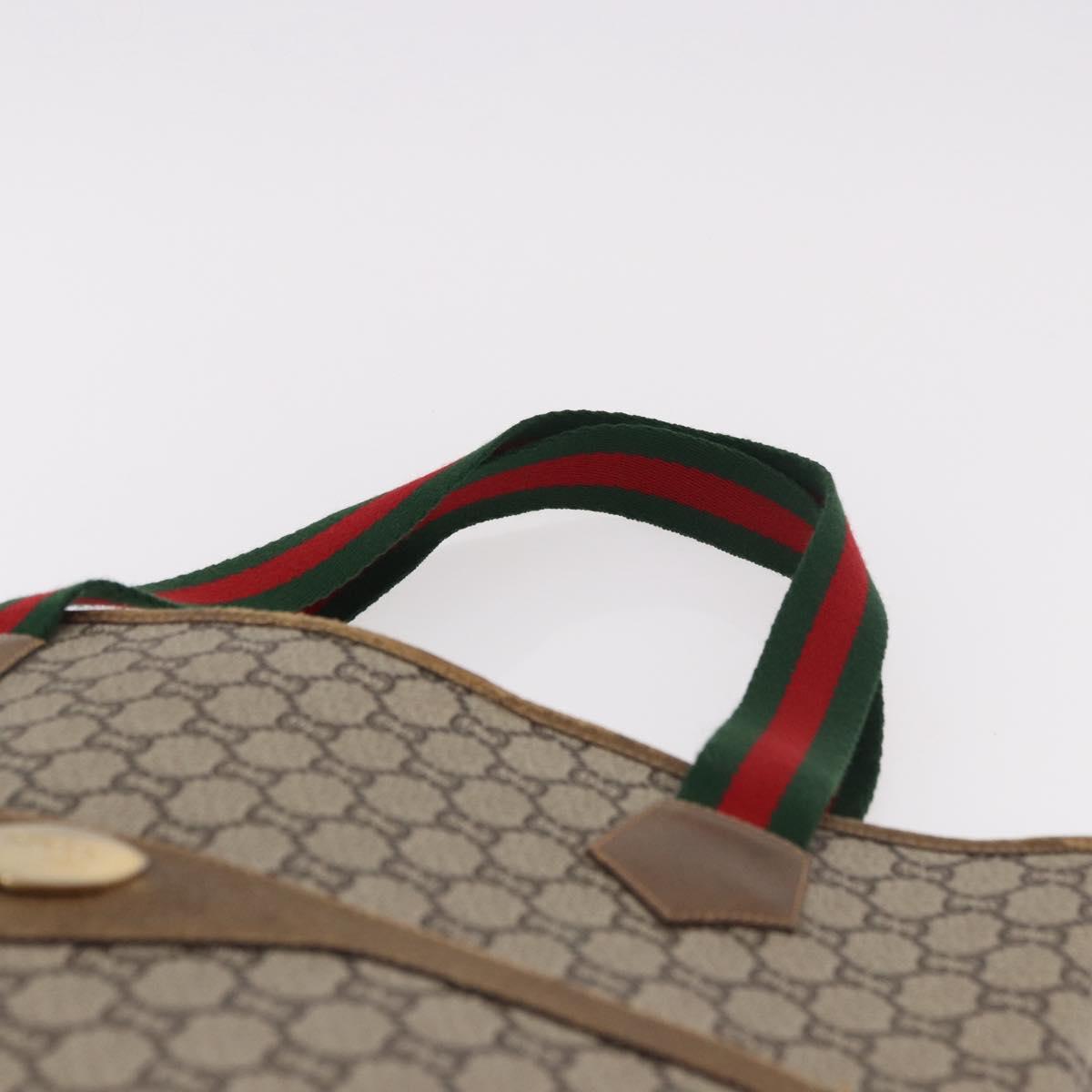 GUCCI GUCCI Plus Supreme Web Sherry Line Tote Bag PVC Beige Gold Auth gh2126