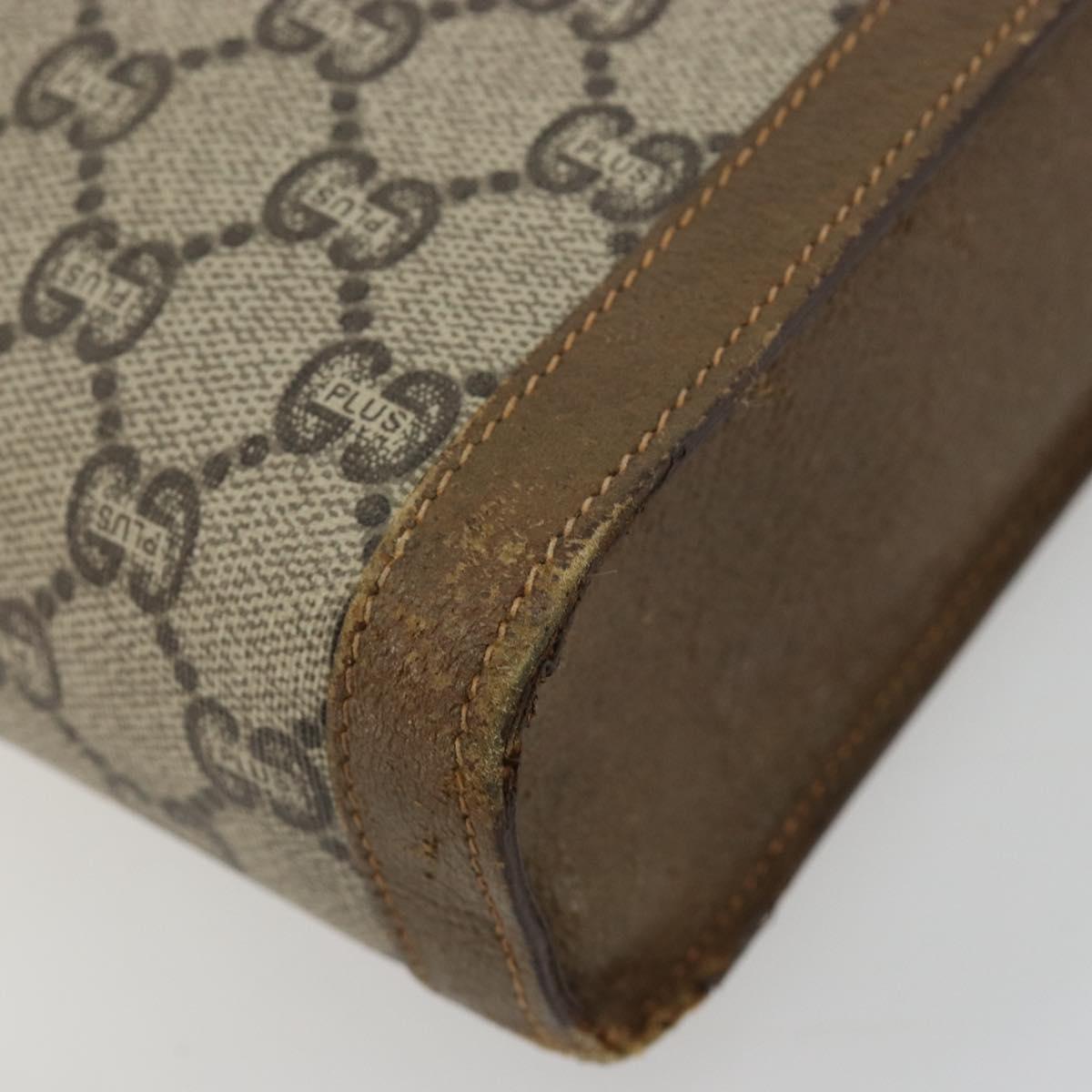 GUCCI GG Supreme Clutch Bag PVC Beige Gold Auth gh2128