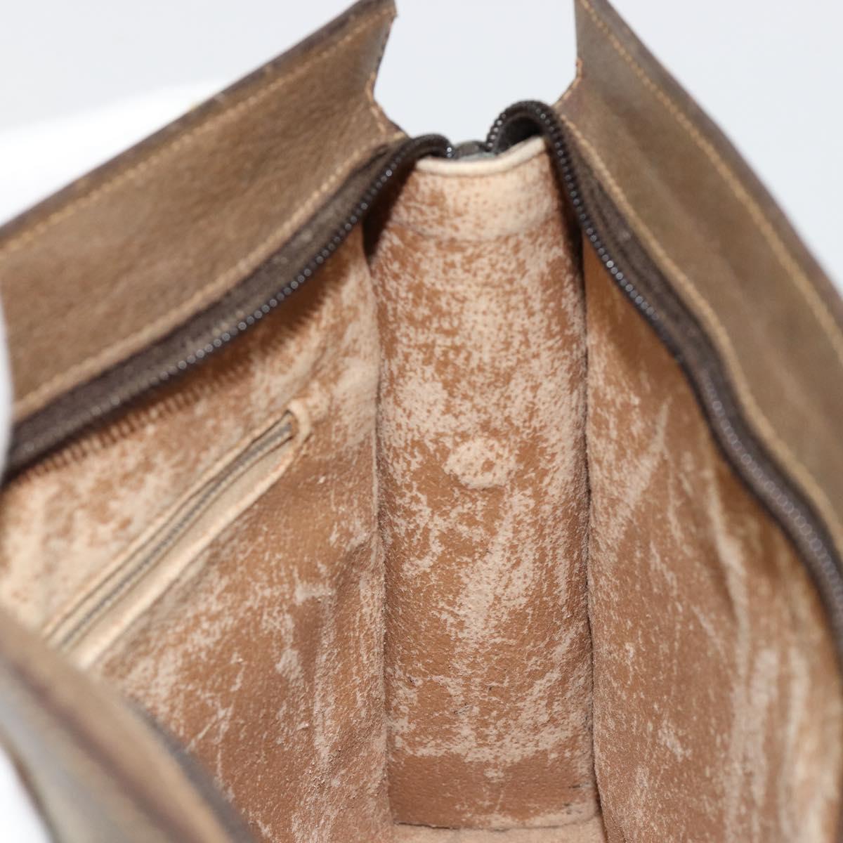 GUCCI GG Supreme Clutch Bag PVC Beige Gold Auth gh2128