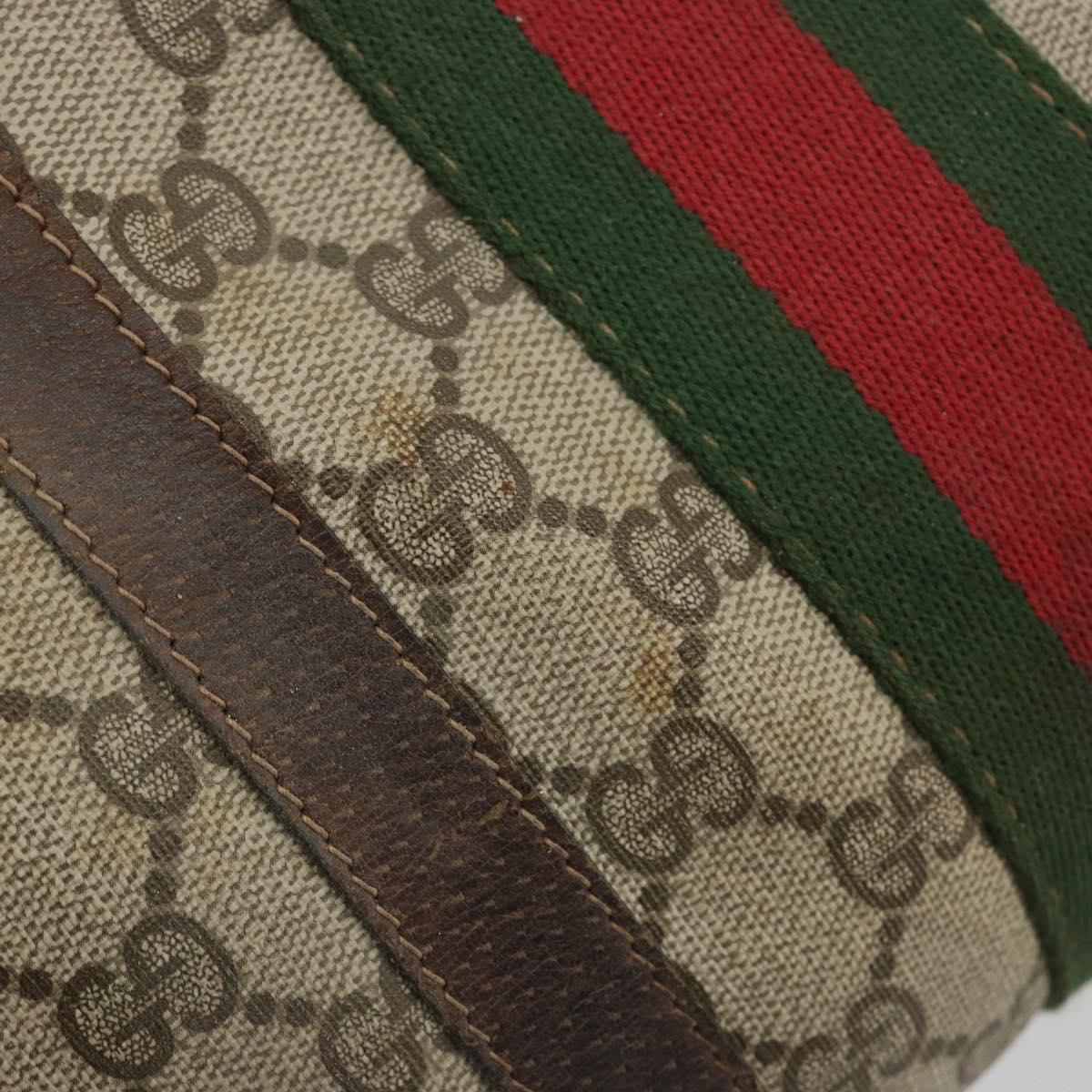 GUCCI GG Supreme Web Sherry Line Boston Bag PVC Beige Gold 40 3841 Auth gh2129