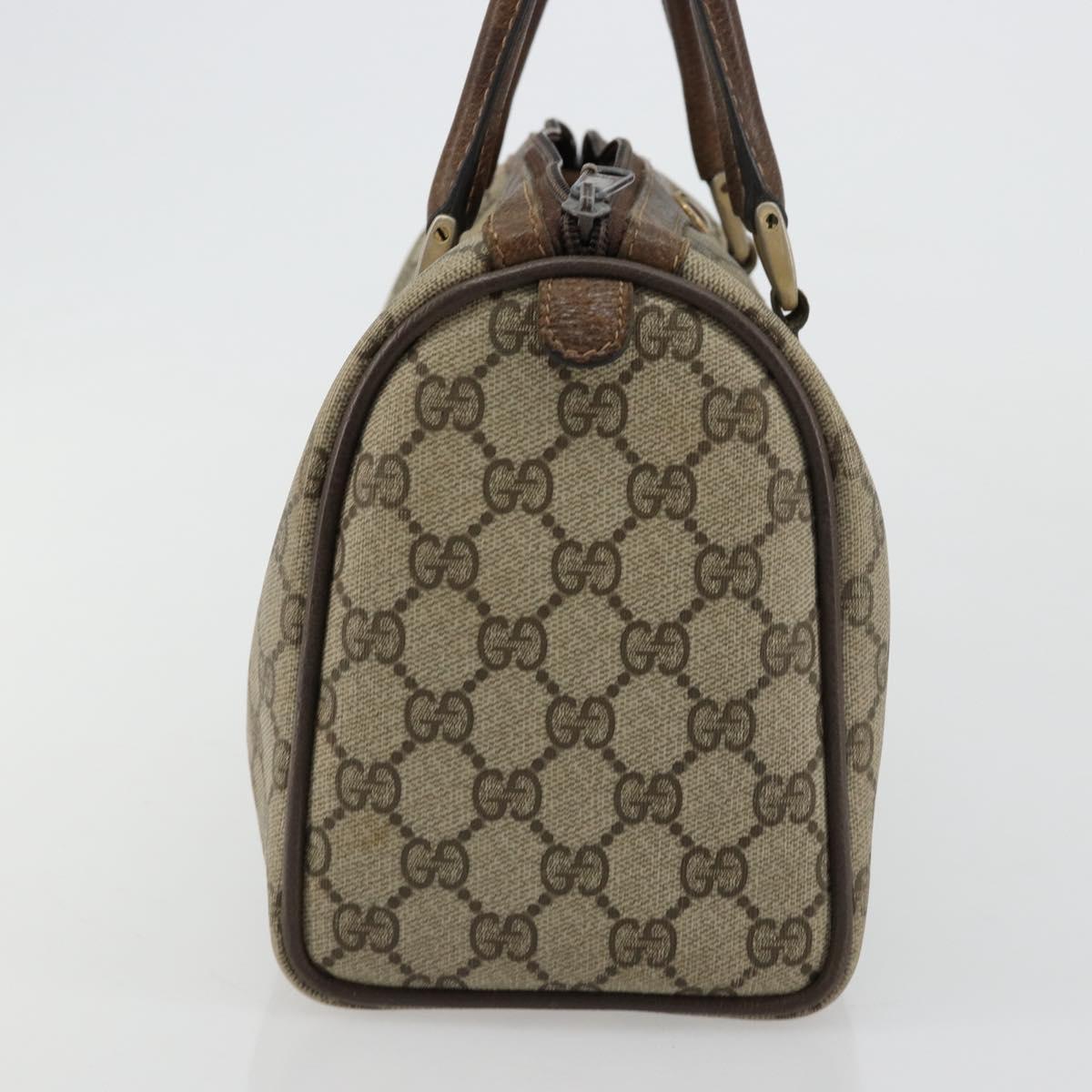 GUCCI GG Supreme Web Sherry Line Boston Bag PVC Beige Gold 40 3841 Auth gh2129