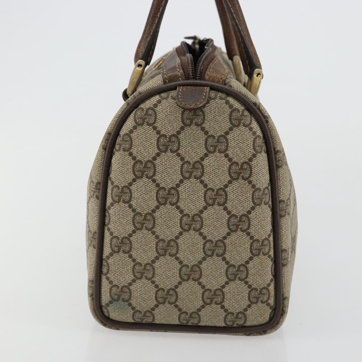 GUCCI GG Supreme Web Sherry Line Boston Bag PVC Beige Gold 40 3841 Auth gh2129