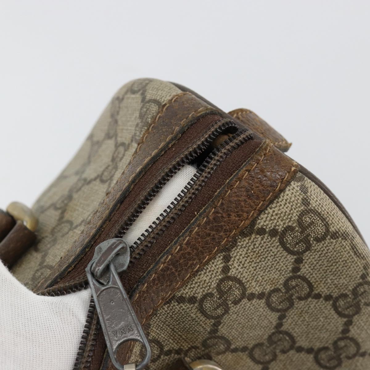 GUCCI GG Supreme Web Sherry Line Boston Bag PVC Beige Gold 40 3841 Auth gh2129