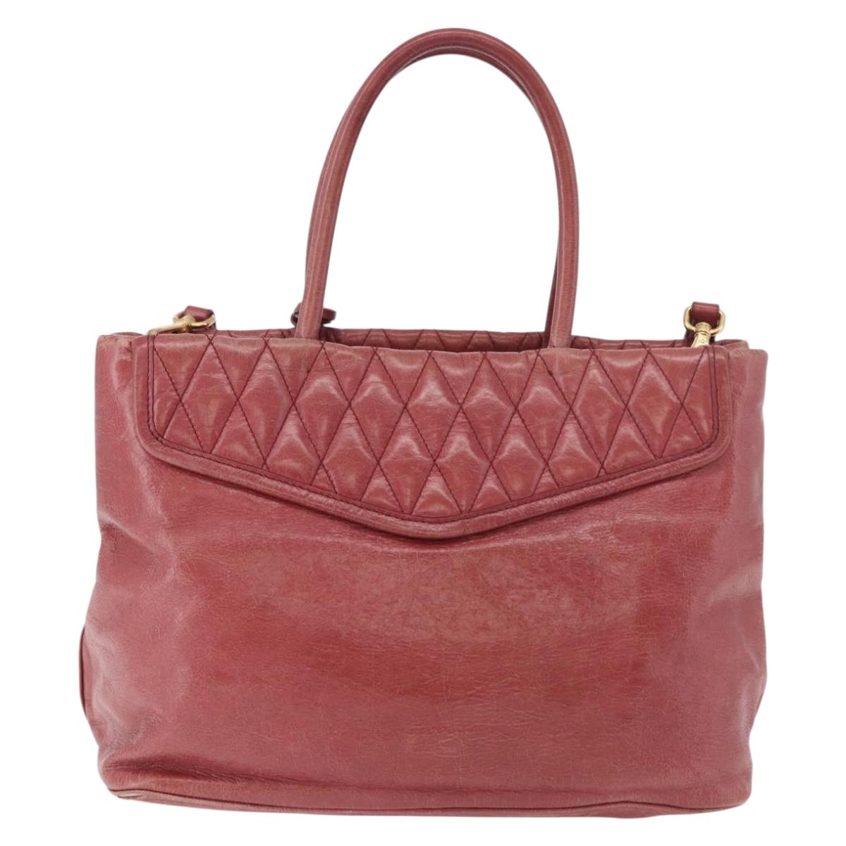 Miu Miu Matelasse Hand Bag Leather 2way Pink Gold Auth gh2131