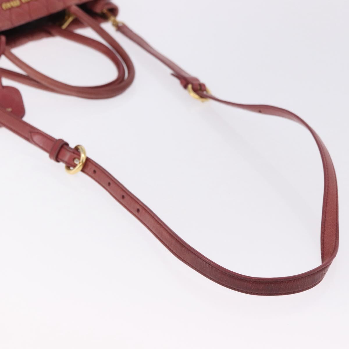 Miu Miu Matelasse Hand Bag Leather 2way Pink Gold Auth gh2131