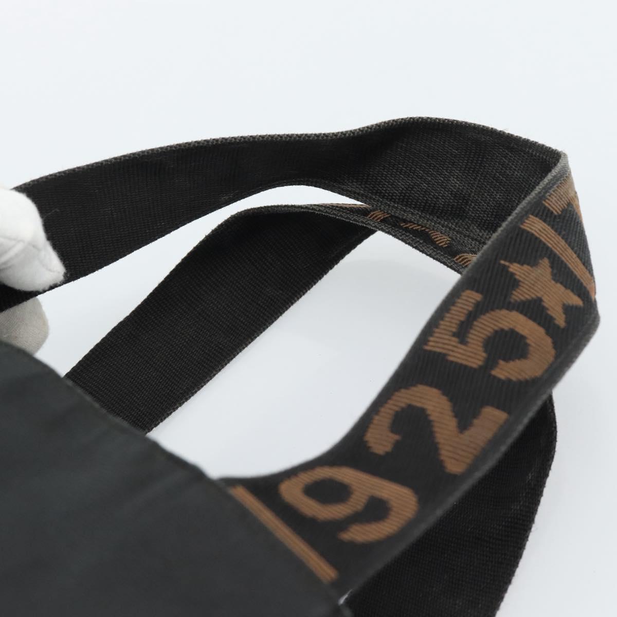 FENDI Hand Bag Canvas Black Brown Auth gh2132
