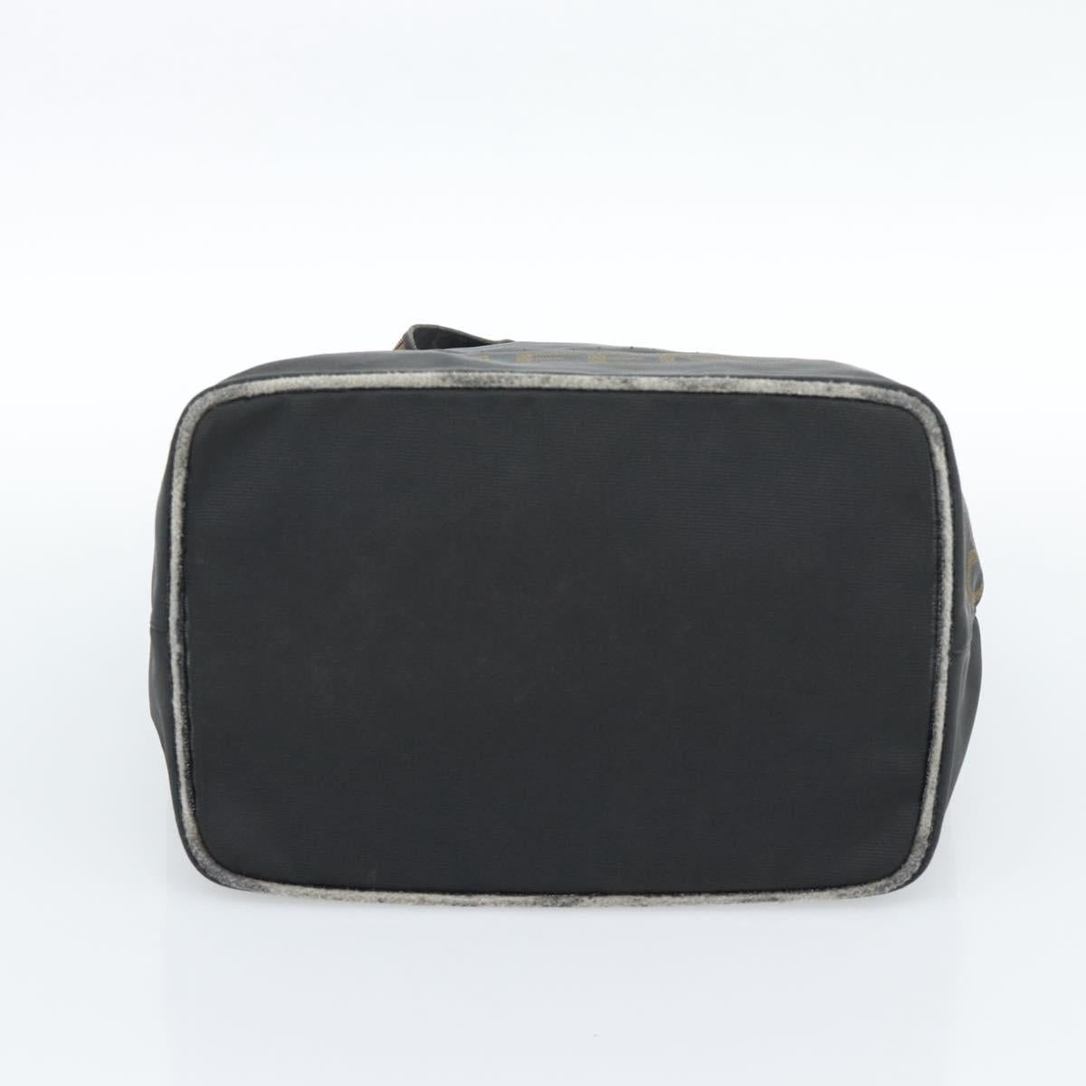 FENDI Hand Bag Canvas Black Brown Auth gh2132