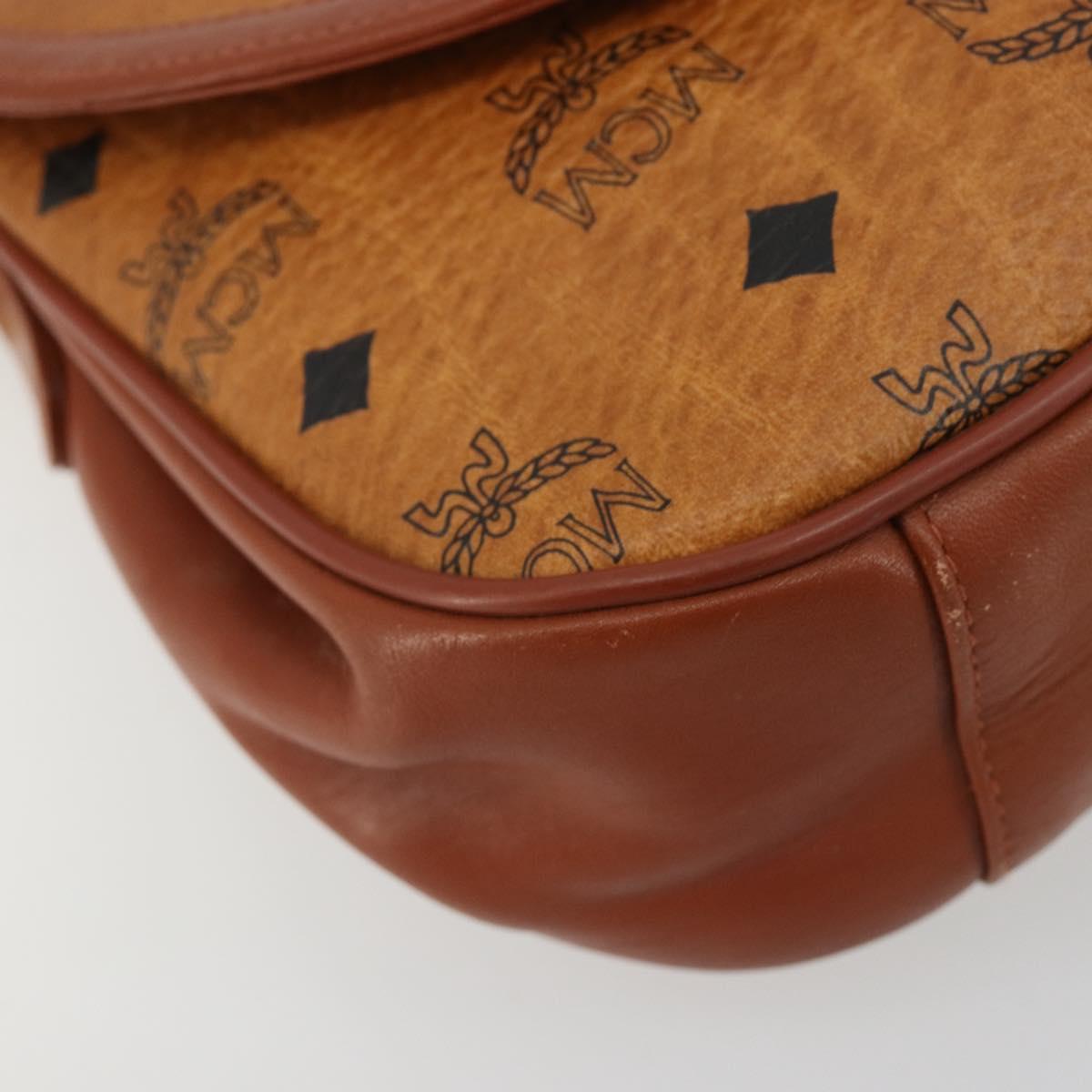 MCM Vicetos Logogram Shoulder Bag PVC Leather Brown Gold Auth gh2133