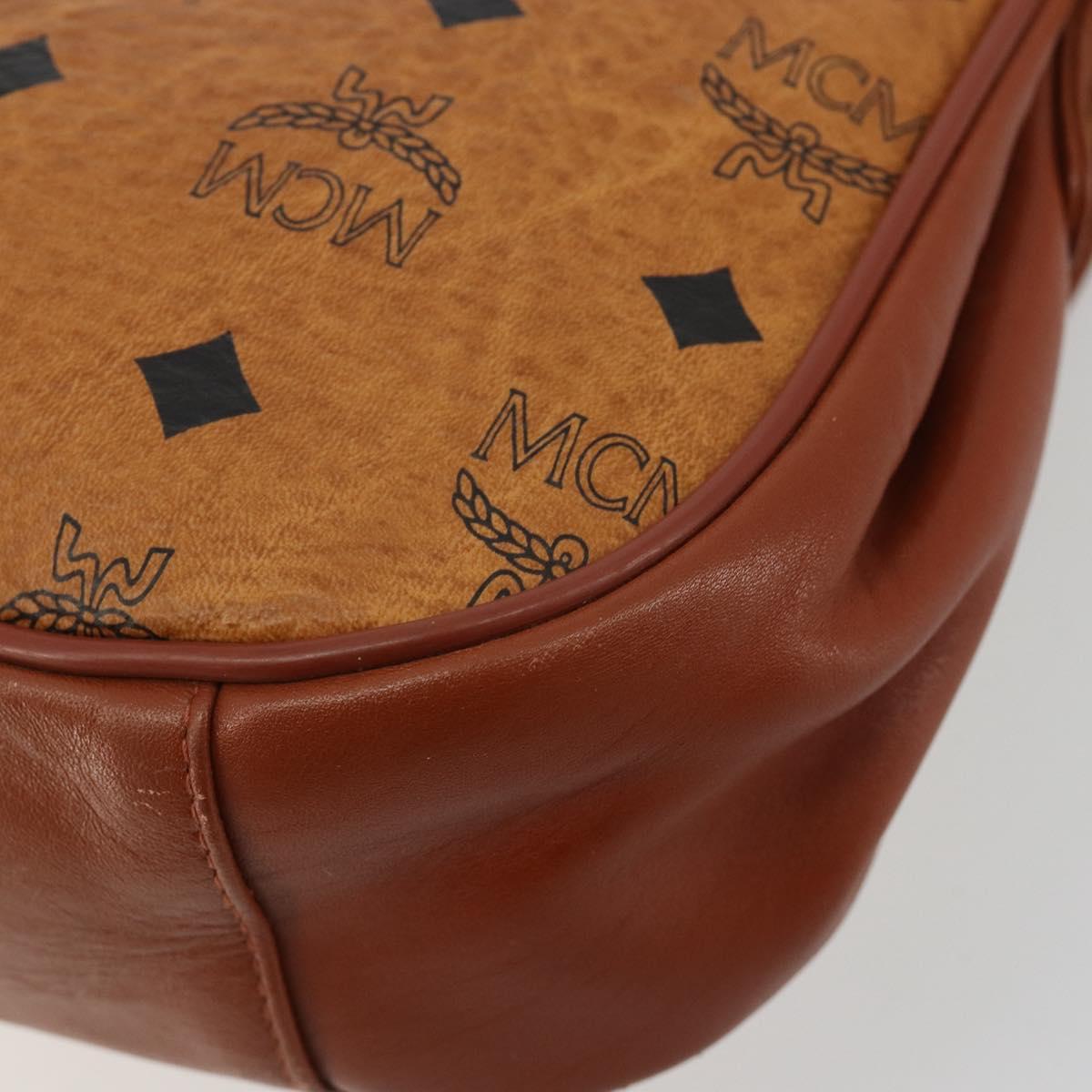 MCM Vicetos Logogram Shoulder Bag PVC Leather Brown Gold Auth gh2133