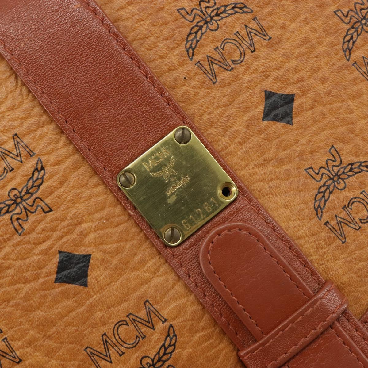 MCM Vicetos Logogram Shoulder Bag PVC Leather Brown Gold Auth gh2133